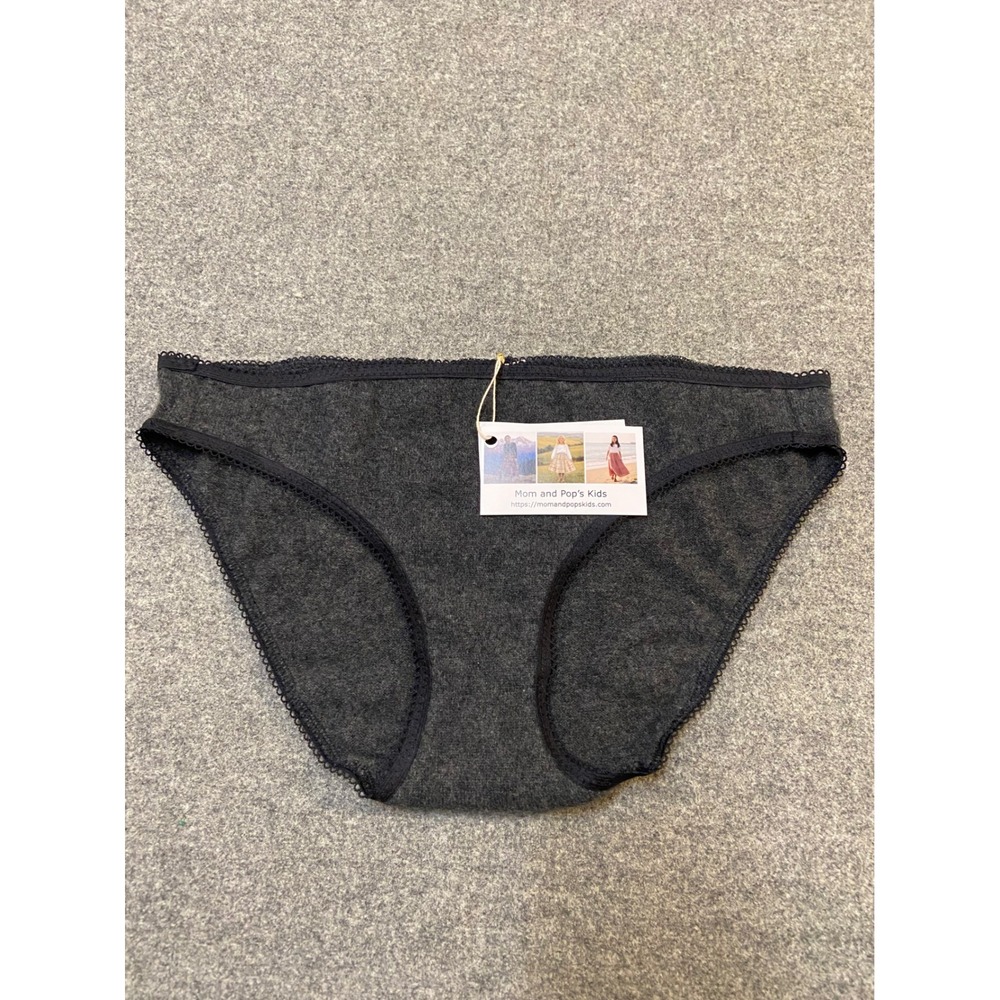 Women Cashmere Mom & Pop's Kids Panties M/L Gray Lace Trim Handmade Luxury